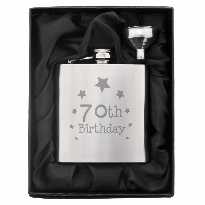 70th Birthday Hip Flask