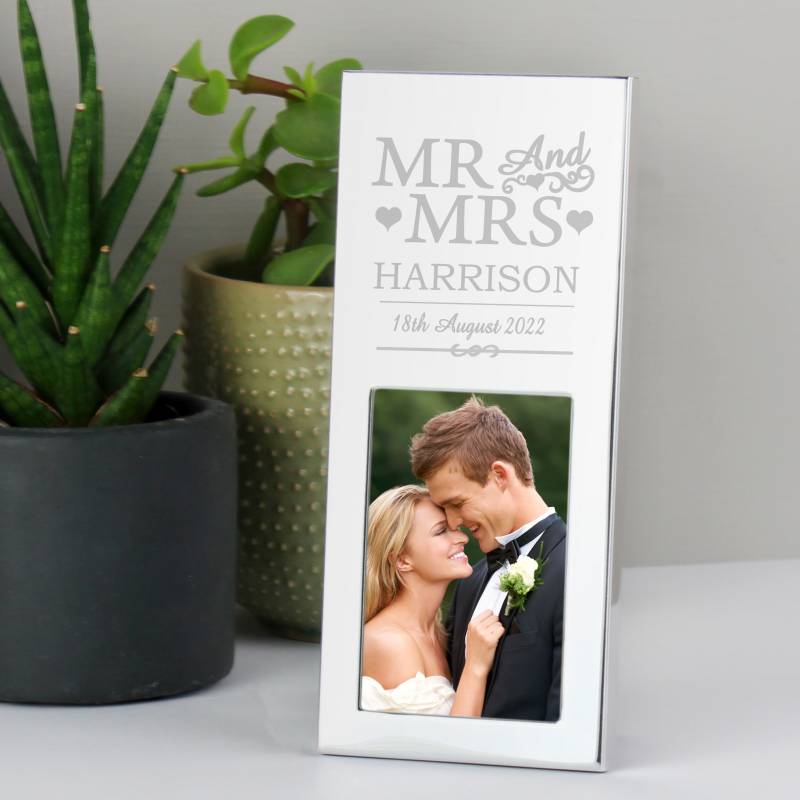 Personalised Silver Mr & Mrs 2x3 Frame