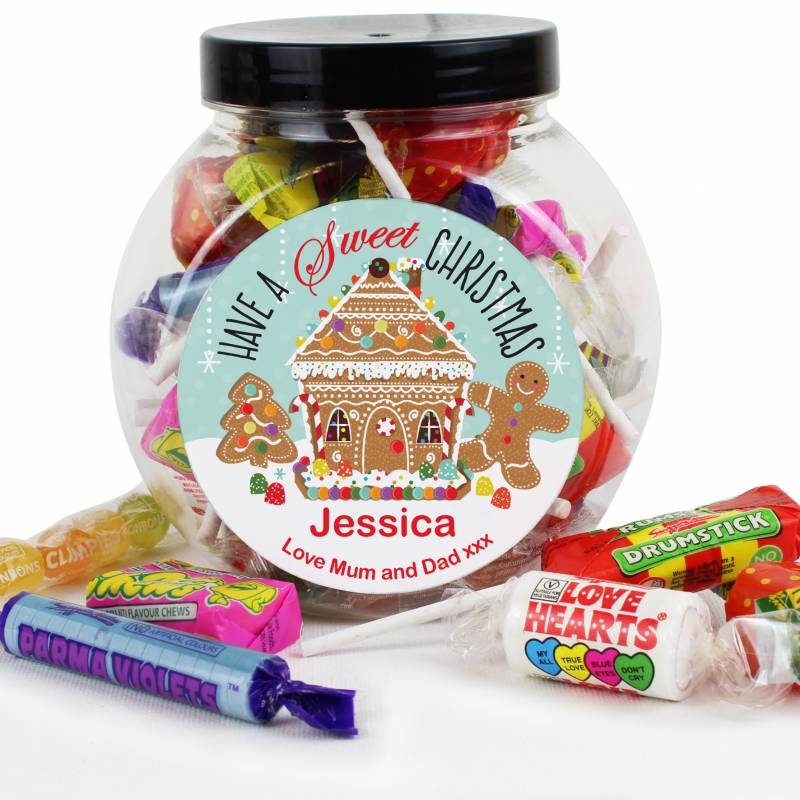 Personalised Gingerbread House Sweet Jar