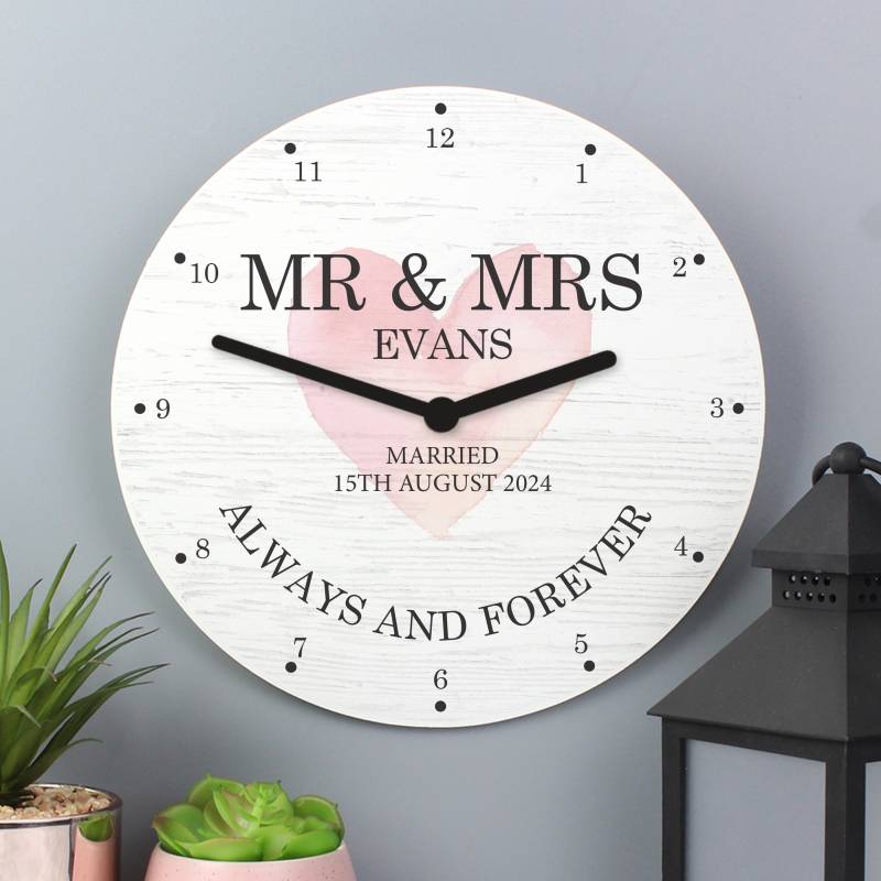 Personalised Couples Wooden Clock